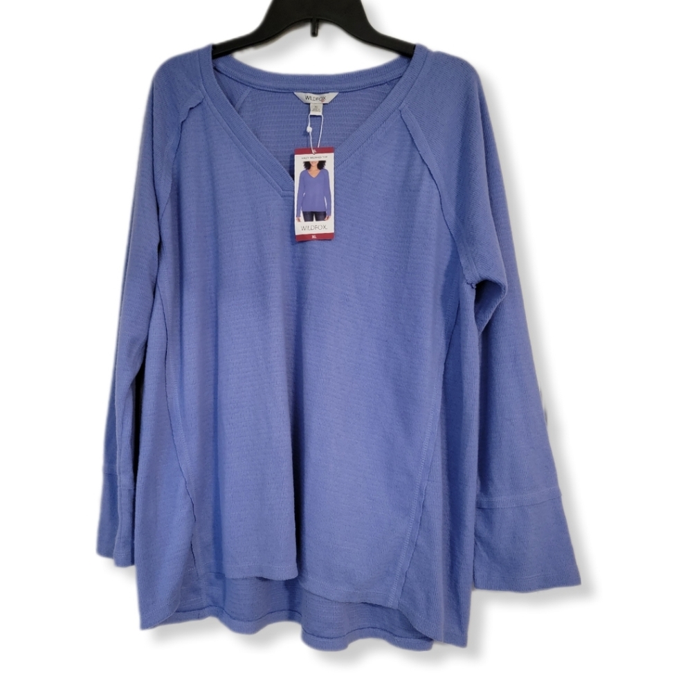 Wildfox Haley Brushed Waffle Knit Top Purple Orchid Sz XL NWT